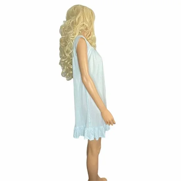 Eileen West Cotton Blend Nightgown Light Blue Chemise XS/S Short - Picture 6 of 8